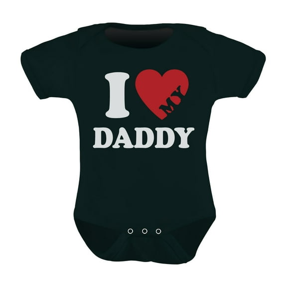 I Heart Love My Daddy Grow Vest Boy Girl Baby Bodysuit Newborn Black - Cute and Comfortable Infant Clothing, Ideal Gift for Father's Day, Baby Shower, or Newborn Announcement, Soft Cotton