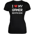 thumbnail image 1 of I Heart Love My Gamer Boyfriend Black Juniors Soft T-Shirt - Small, 1 of 1
