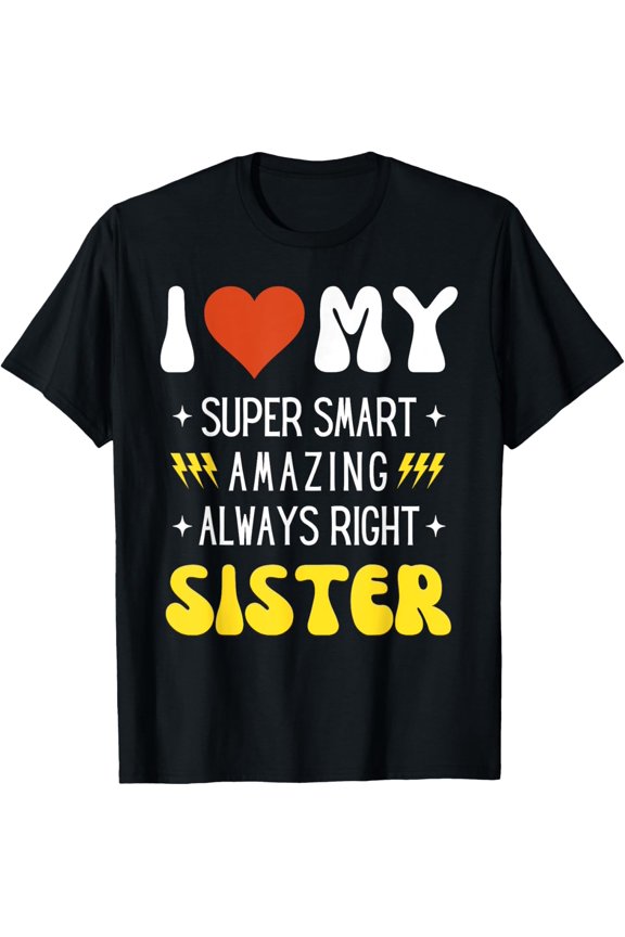 I Heart Love My SISTER Funny Family Matching Retro T-Shirt