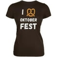 thumbnail image 1 of I Heart Love Pretzel Oktoberfest Juniors Soft T Shirt Brown LG, 1 of 1