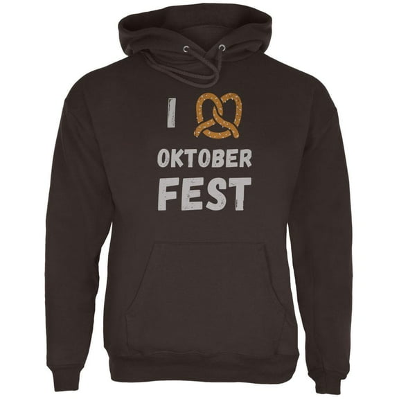 I Heart Love Pretzel Oktoberfest Mens Hoodie Brown 2XL