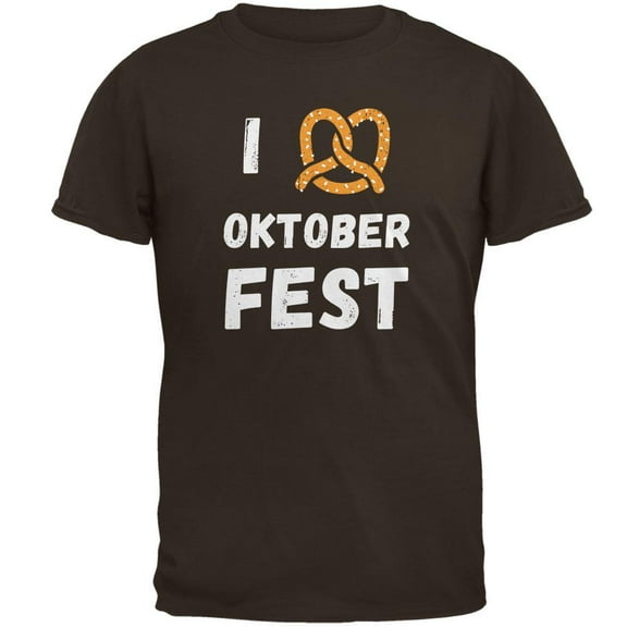 I Heart Love Pretzel Oktoberfest Mens T Shirt Brown LG