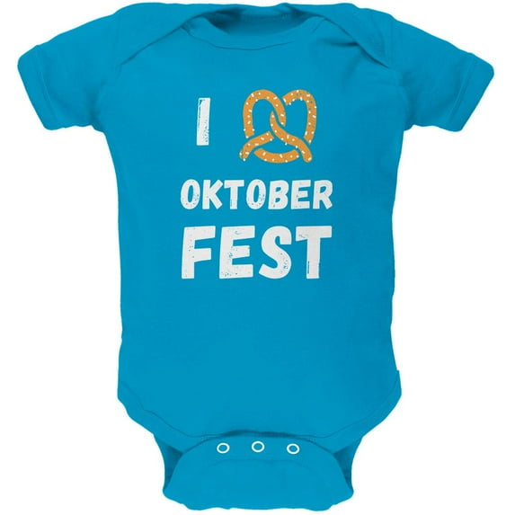 I Heart Love Pretzel Oktoberfest Soft Baby One Piece Turquoise 3-6 M