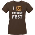 thumbnail image 1 of I Heart Love Pretzel Oktoberfest Womens Organic T Shirt Chocolate SM, 1 of 1