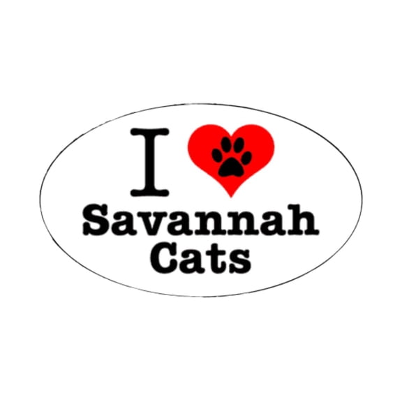 I Heart (Love) Savannah Cats Flexible Car Bumper Magnet - 5x3 Inch Oval - 1 Magnet