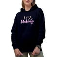 thumbnail image 1 of I Heart Makeup with Eyeshadow Palette, Beauty Themed Merch Gift for Makeup Artist or Lovers, Cosmetologists & Beauticians, Navy Blue Hooded Sweatshirt or Hoodie, Medium, 1 of 5