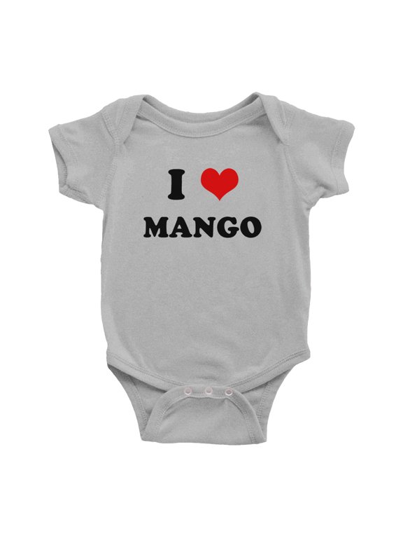I Heart Mango Love Food Funny Baby Rompers Bodysuit (Gray, 18-24 Months)