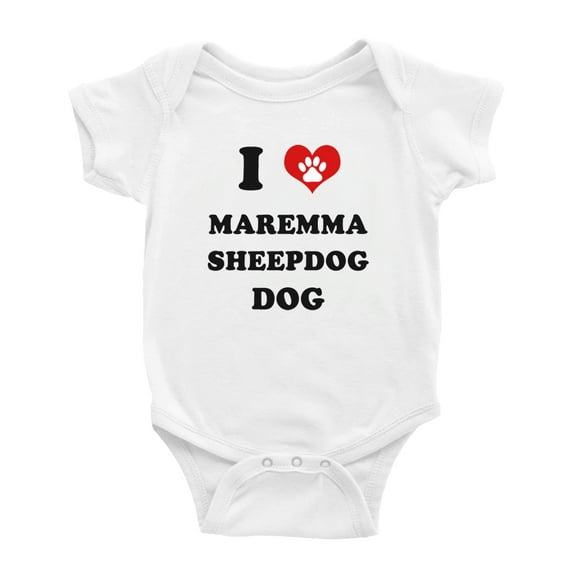 I Heart Maremma Sheepdog Dog Funny Cute Baby Rompers Newborn Outfits (White, 12-18 Months)