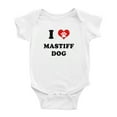 thumbnail image 1 of I Heart Mastiff Dog Funny Cute Baby Clothes Unisex (White, 3-6 Months), 1 of 5