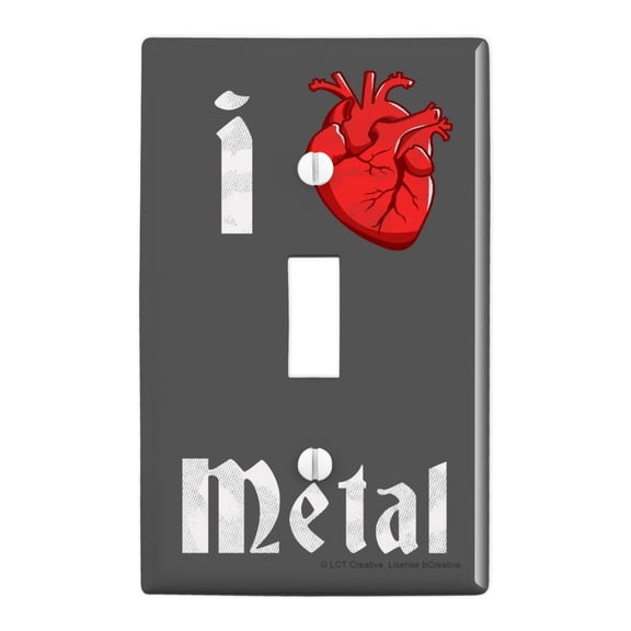I Heart Metal Love Funny Humor Plastic Wall Decor Toggle Light Switch Plate Cover