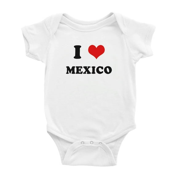 I Heart Mexico Love Mexico Funny Cute Baby Rompers Newborn Outfits (White, 18-24 Months)
