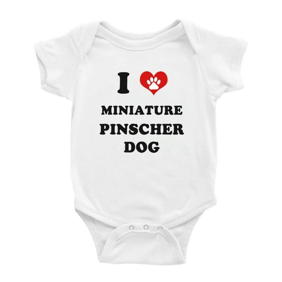 I Heart Miniature Pinscher Dog Funny Cute Baby Rompers Newborn Outfits (White, 12-18 Months)