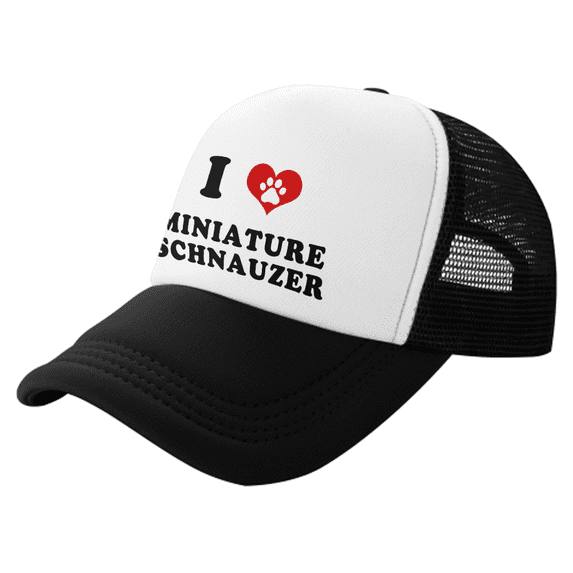 I Heart Miniature Schnauzer Dog Love Pets Funny Trucker Hat Baseball Cap