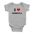 thumbnail image 1 of I Heart Missoula Love Funny Cute Baby Rompers Baby Clothes (Gray, 0-3 Months), 1 of 5