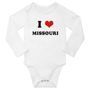 I Heart Missouri US States Love Cute Baby Long Rompers Baby Long Clothes (White, 18-24 Months)