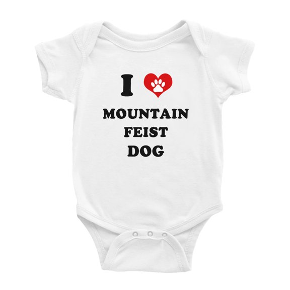 I Heart Mountain Feist Dog Love Pest Funny Cute Baby Rompers Baby Clothes (White, 0-3 Months)