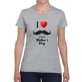 thumbnail image 1 of I Heart Mustache Shaped T-Shirt Women -Image by Shutterstock, Female Large, 1 of 4