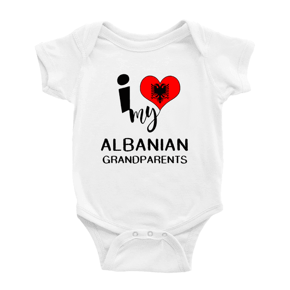 I Heart My Albanian Grandparents Albania Love Flag Baby One-Pieces Baby Bodysuit (White, 3-6 Months)