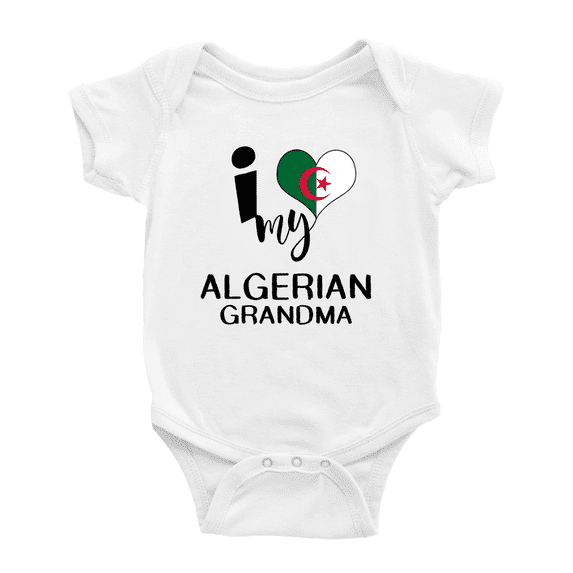 I Heart My Algerian Grandma Algeria Love Flag Baby One-Pieces Baby Bodysuit (White, 0-3 Months)