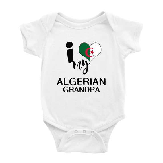 I Heart My Algerian Grandpa Algeria Love Flag Baby One-Pieces Baby Bodysuit (White, 18-24 Months)