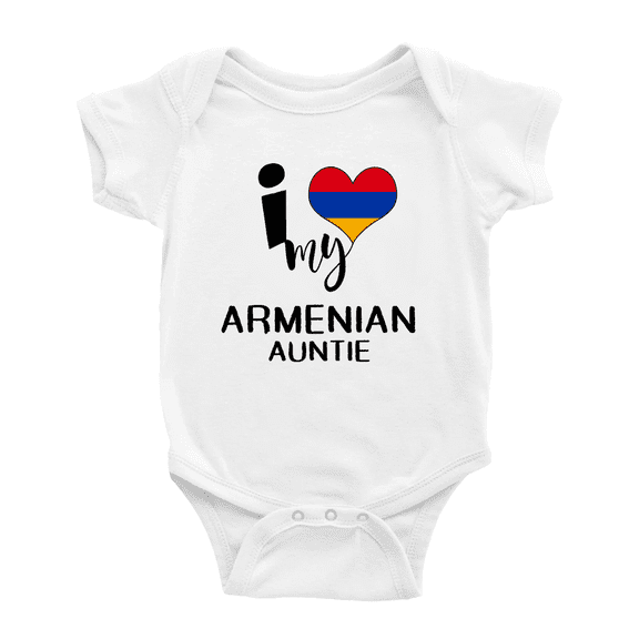 I Heart My Armenian Auntie Armenia Love Flag Cute Baby Clothes Unisex (White, 0-3 Months)