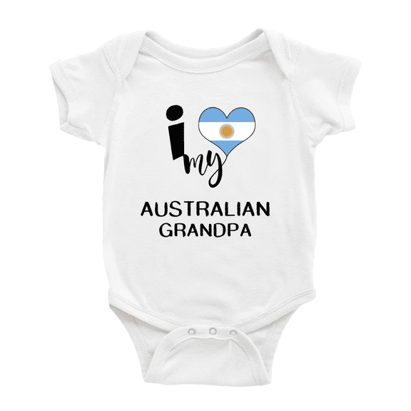 I Heart My Australian Grandpa Australia Love Flag Baby Bodysuit (White, 6-12 Months)