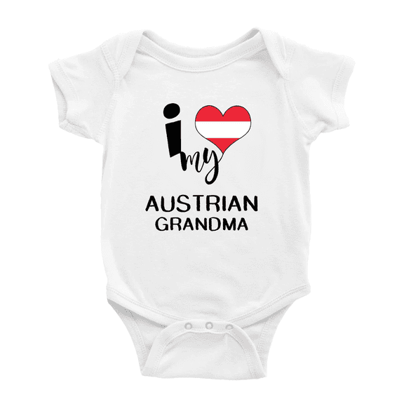 I Heart My Austrian Grandma Austria Love Flag Baby Romper (White, 18-24 Months)