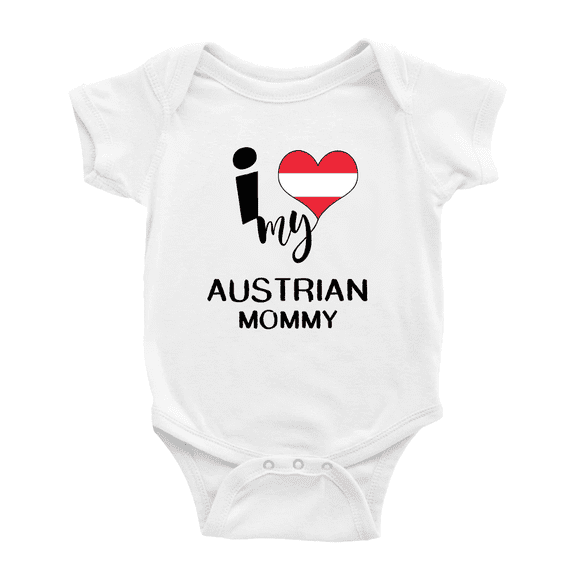 I Heart My Austrian Mommy Austria Love Flag Baby Romper (White, 18-24 Months)