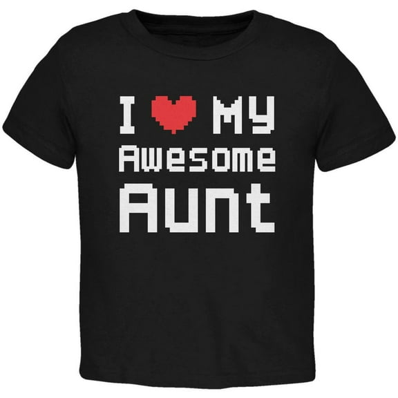 I Heart My Awesome Aunt 8 Bit Pixel Black Toddler T-Shirt - 4T