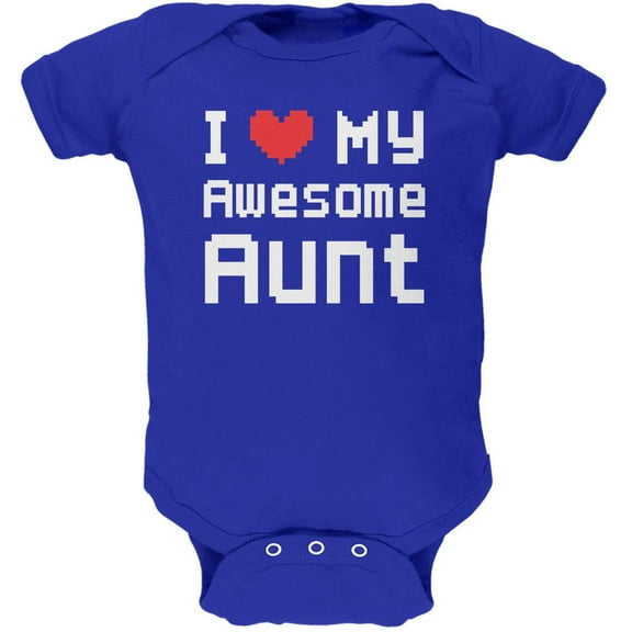 I Heart My Awesome Aunt 8 Bit Pixel Royal Soft Baby One Piece - 12-18 months