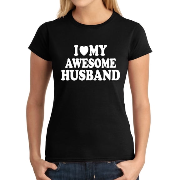 I Heart My Awesome Husband Marriage Tee Black