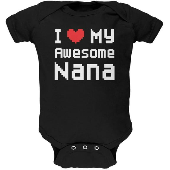 I Heart My Awesome Nana 8 Bit Pixel Black Soft Baby One Piece - 0-3 months