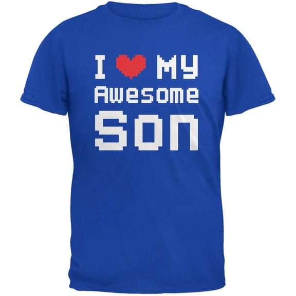 I Heart My Awesome Son 8 Bit Pixel Royal Adult T-Shirt - Small
