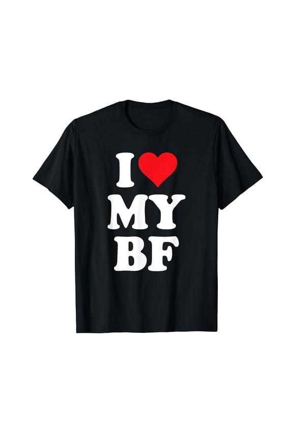 I Heart My BF Valentine's Day For Boyfriend Best I Love BF T-Shirt