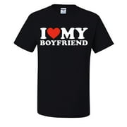 I Heart My Boyfriend Funny Mens T-shirts , Black, Small