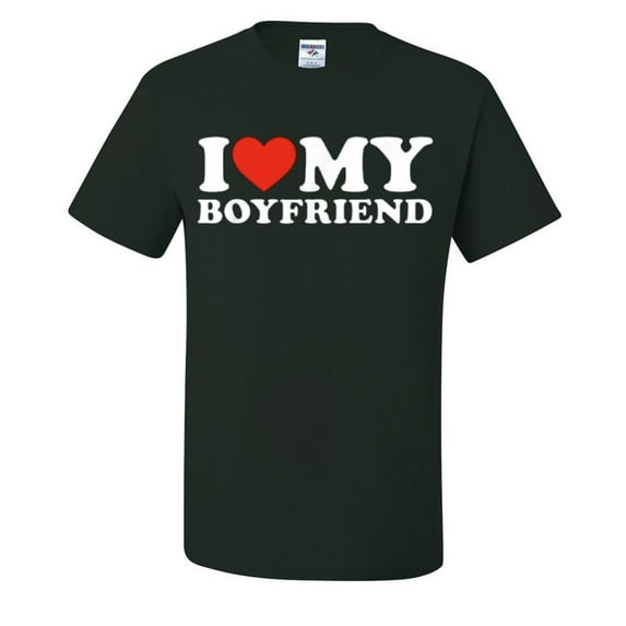 I Heart My Boyfriend Funny Mens T-shirts , Forest Green, X-Large
