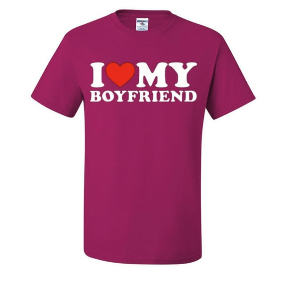 I Heart My Boyfriend Funny Mens T-shirts , Fuschia, 3XL
