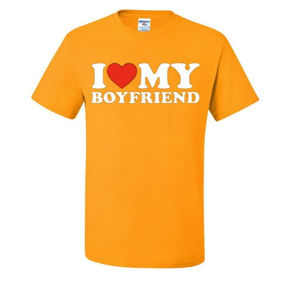 I Heart My Boyfriend Funny Mens T-shirts , Gold, X-Large