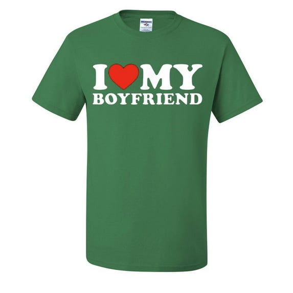 I Heart My Boyfriend Funny Mens T-shirts , Kelly Green, 2XL