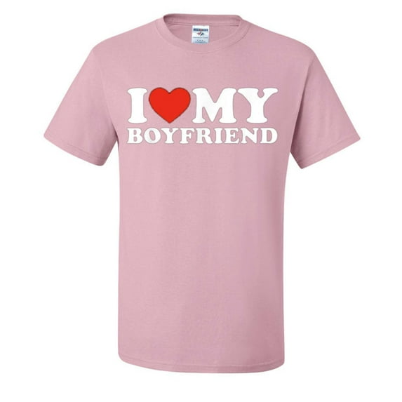I Heart My Boyfriend Funny Mens T-shirts , Light Pink, 4XL