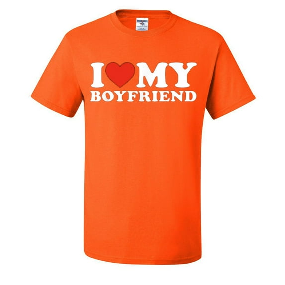 I Heart My Boyfriend Funny Mens T-shirts , Orange, 5XL