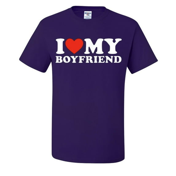 I Heart My Boyfriend Funny Mens T-shirts , Purple, 3XL