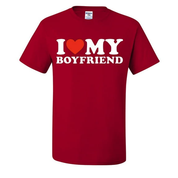 I Heart My Boyfriend Funny Mens T-shirts , Red, 3XL