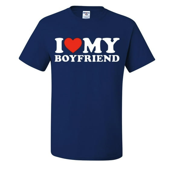 I Heart My Boyfriend Funny Mens T-shirts , Royal Blue, 2XL