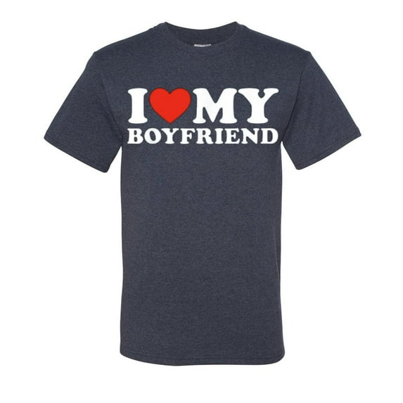 I Heart My Boyfriend Funny Mens T-shirts , Vintage Heather Blue, 3XL