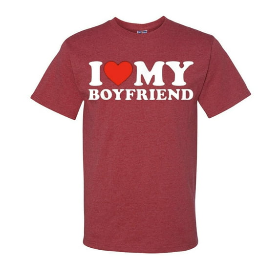 I Heart My Boyfriend Funny Mens T-shirts , Vintage Heather Red, 4XL