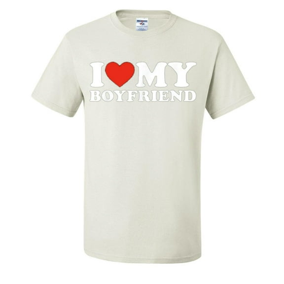 I Heart My Boyfriend Funny Mens T-shirts , White, 4XL