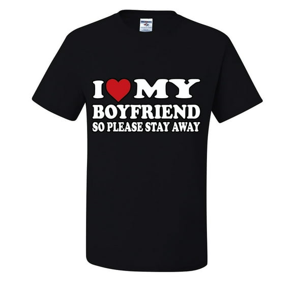 I Heart My Boyfriend So Please Stay Away Couples Mens T-Shirts