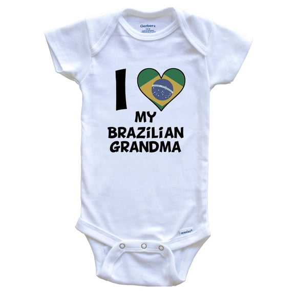 I Heart My Brazilian Grandma Brazil Flag Baby Bodysuit, 0-3 Months White
