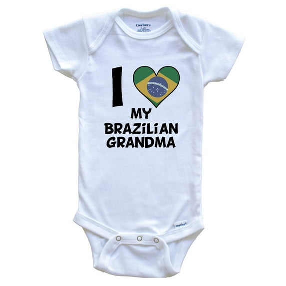 I Heart My Brazilian Grandma Brazil Flag Baby Bodysuit, 6-9 Months White